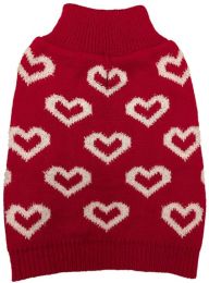 Fashion Pet All Over Hearts Dog Sweater Red (size: X-Small)