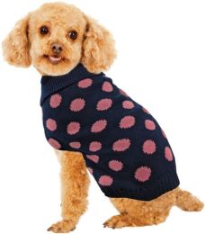 Fashion Pet Contrast Dot Dog Sweater Pink (size: medium)