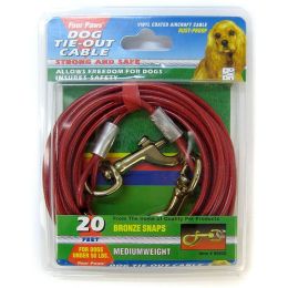 Four Paws Dog Tie Out Cable - Medium Weight - Red (size: 20" Long Cable)