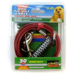 Four Paws Dog Tie Out Cable - Medium Weight - Red (size: 30" Long Cable)