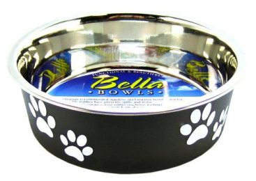 Loving Pets Stainless Steel & Espresso Dish with Rubber Base (size: Small - 5.5" Diameter)