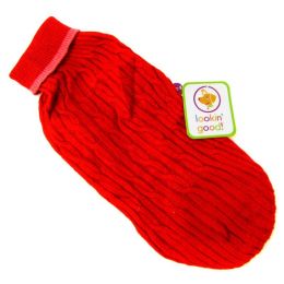 Fashion Pet Cable Knit Dog Sweater - Red (size: XX-Small (6"-8" From Neck Base to Tail))