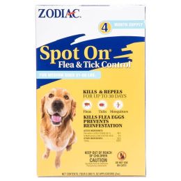 Zodiac Spot on Flea & Tick Controller for Dogs (size: Medium Dogs 31-60 lbs (4 Pack))