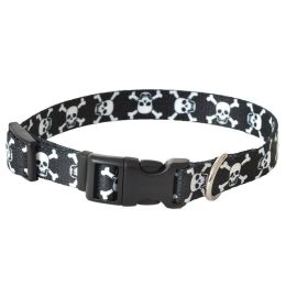 Pet Attire Styles Skulls Adjustable Dog Collar (size: 10"-14" Long x 5/8" Wide)