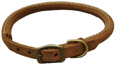 CircleT Rustic Leather Dog Collar Chocolate (size: 14"L x 3/8"W)