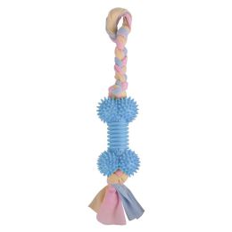 Dog Chews Toy with Cotton Rope Natural Rubber Toys Cleans Molars (Color: Blue)