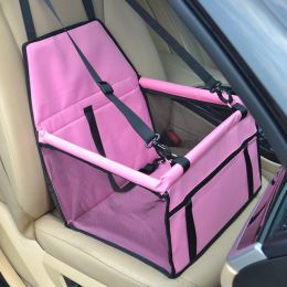 Travel Dog Car Seat Cover Folding Hammock Pet Carriers Bag Carrying For Cats Dogs transportin perro autostoel hond (Color: Pink)