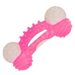 Dog Toys Dog Chew Toy Durable for Aggressive Chewers Teeth Cleaning, Safe Bite Resistant (Color: Pink)