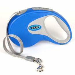 Retractable Pet Leash Automatic with Nylon Ribbon Cord Soft Hand Grip Extendable Traction Rope Break & Lock System (color/length: blue 5M)