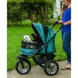 No-Zip Double Pet Stroller (Color: Pine Green)