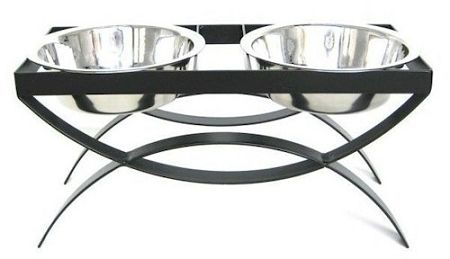 SeeSaw Double Elevated Dog Bowl (size: Small/Black)